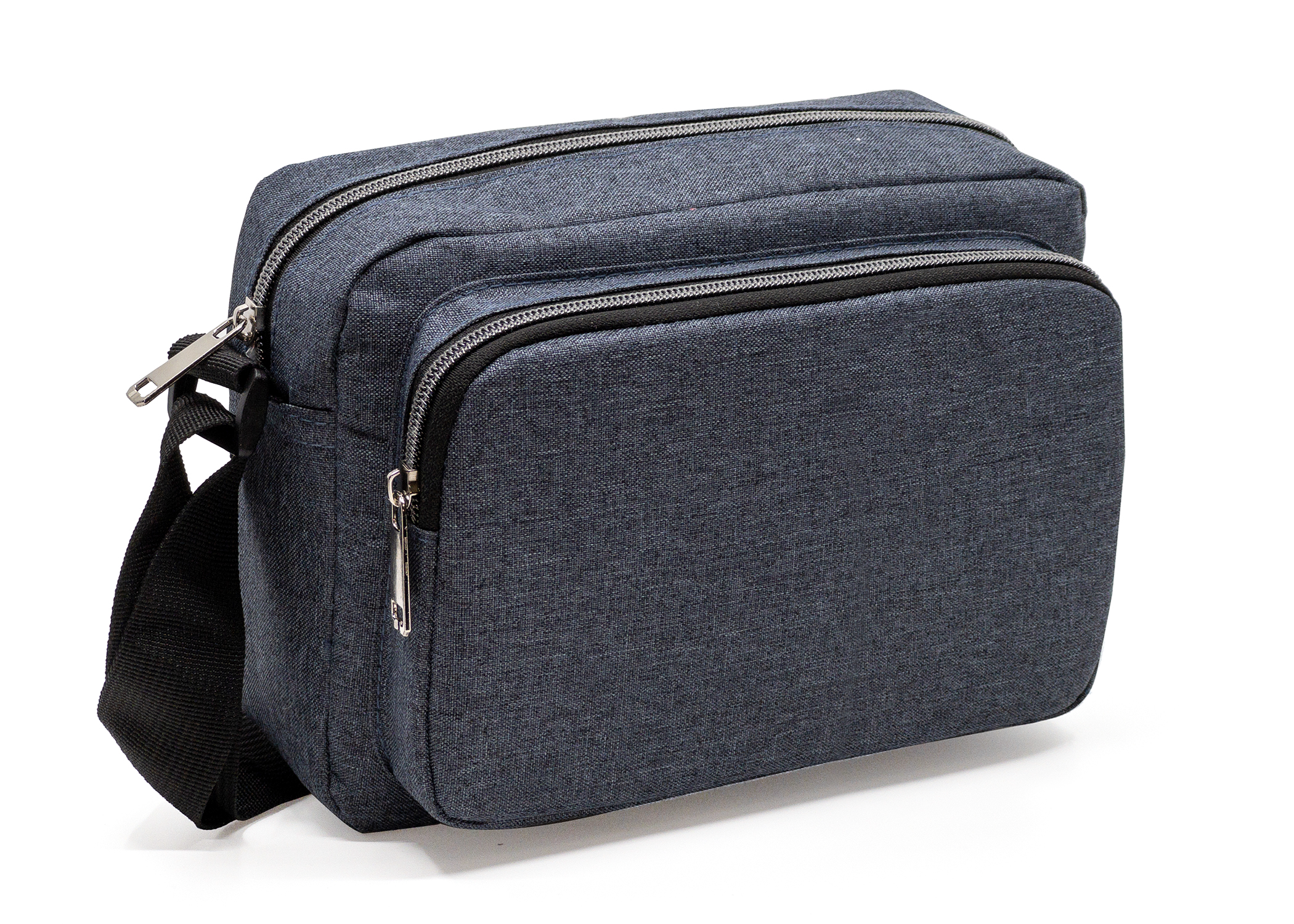 Heathered Three-Zipper Crossbody Sling Bag 2