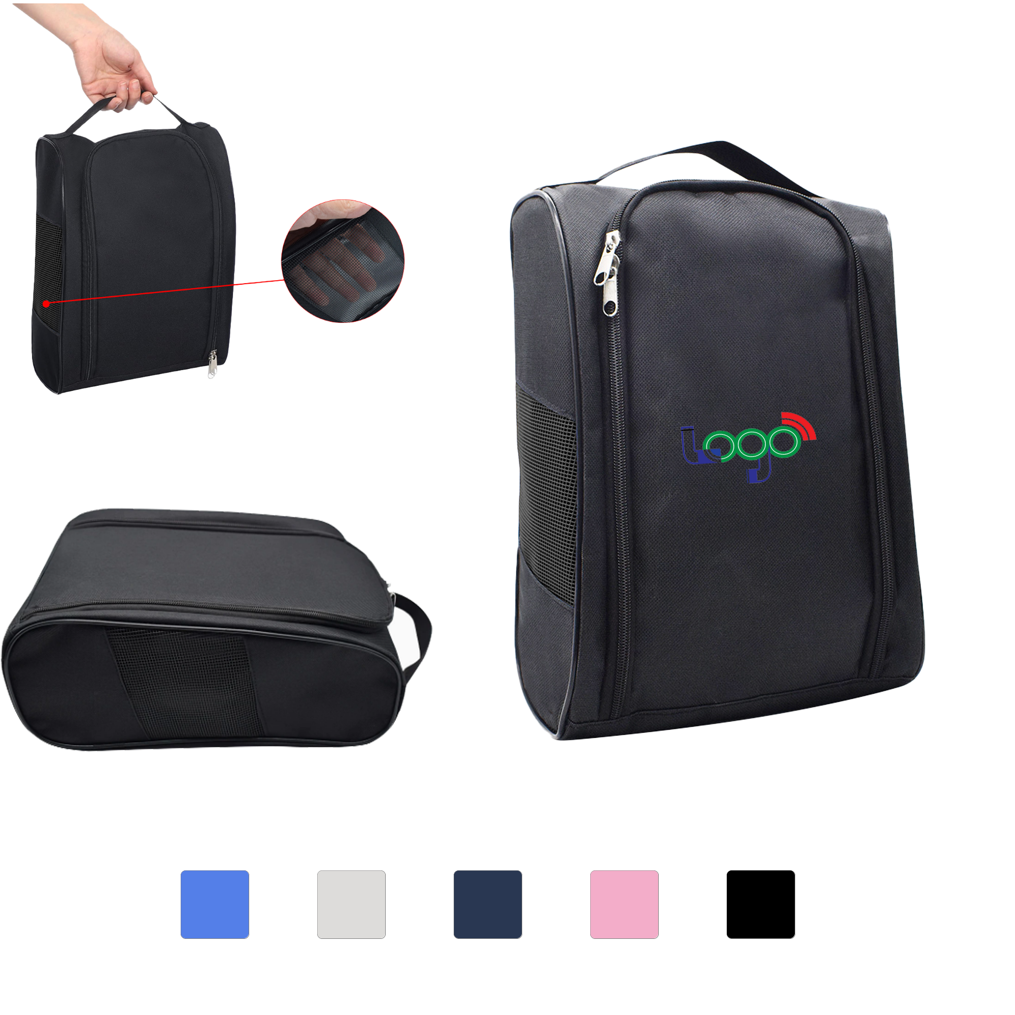 Golf Shoe Bag with Ventilated Mesh Panel 2