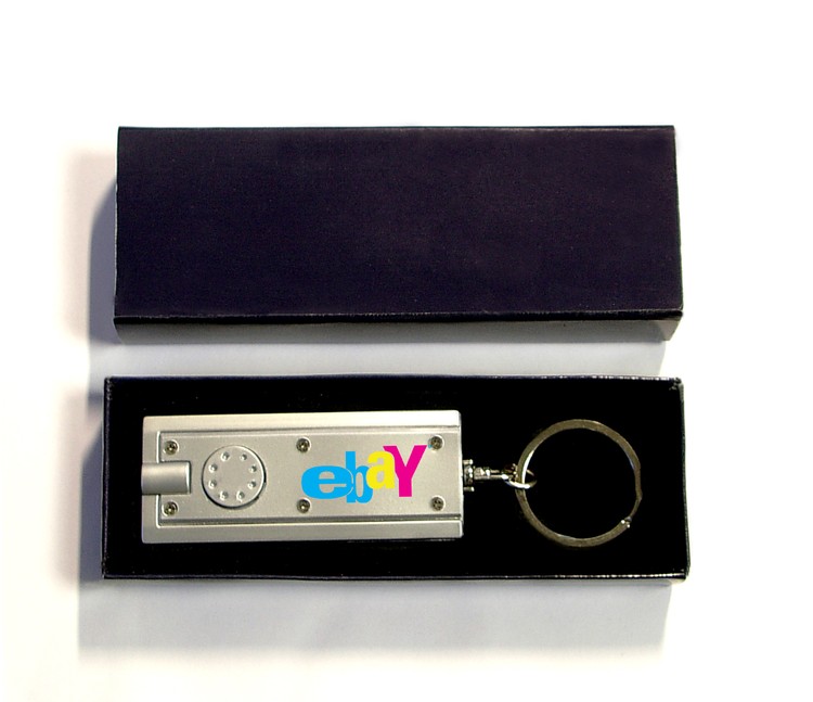 Rectangular Flashlight Key Chain with gift box