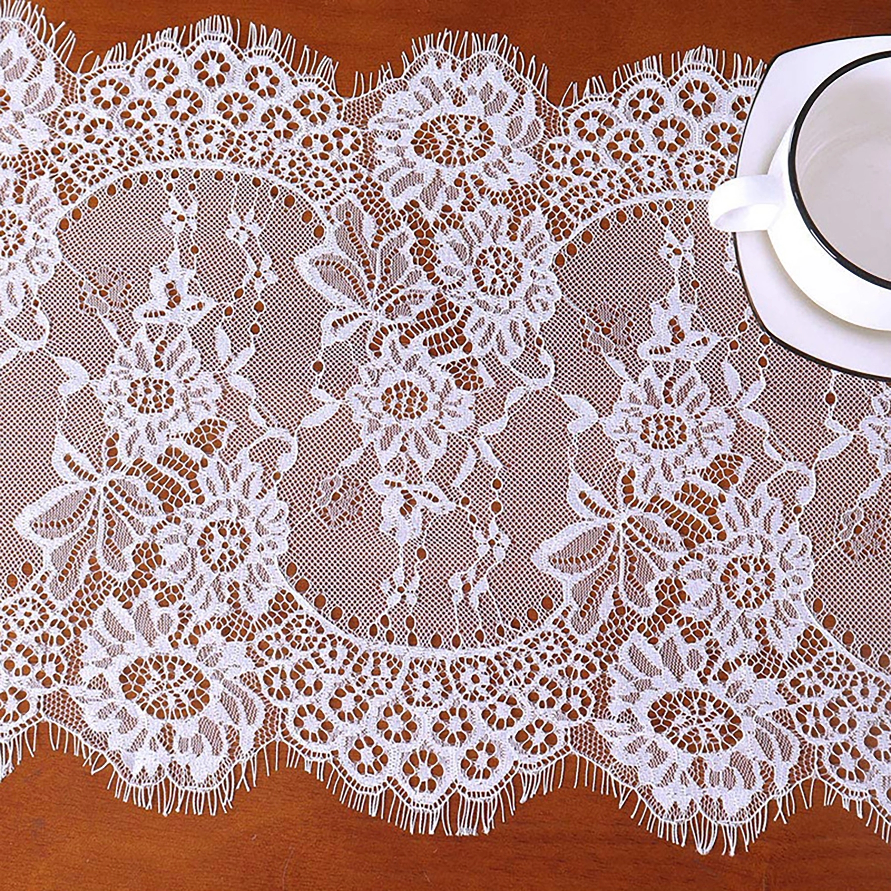 Lace Table Runner 14*118 In White Classy for Rustic Wedding 4