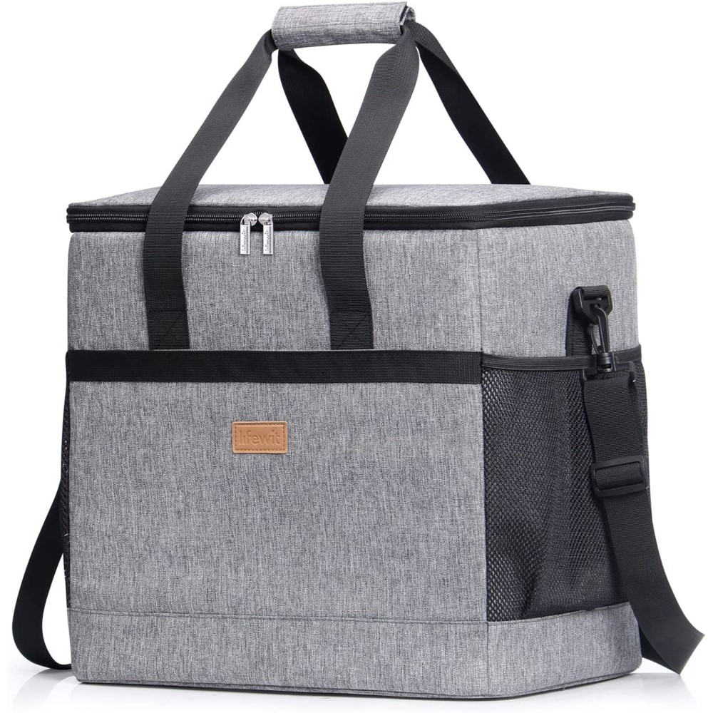 12-Can Double Zipper IceChip Cooler Bag w/ Both Side Mesh Pocket