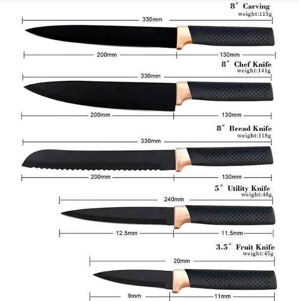 Non-stick 6pcs Kitchen Knife Set 2
