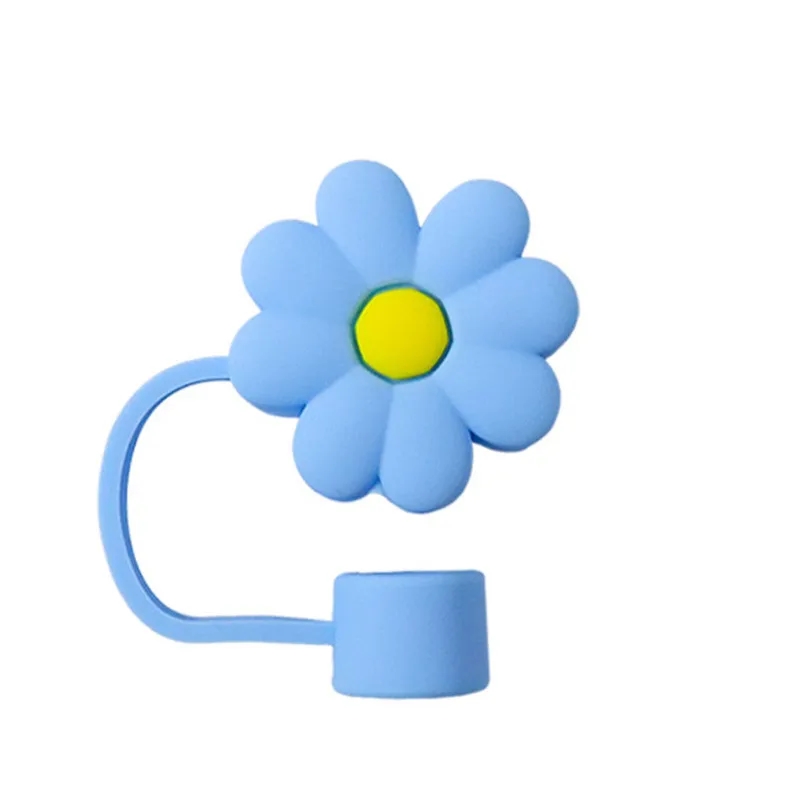 10mm Cute Flower Silicone Straw Cover Cap 1