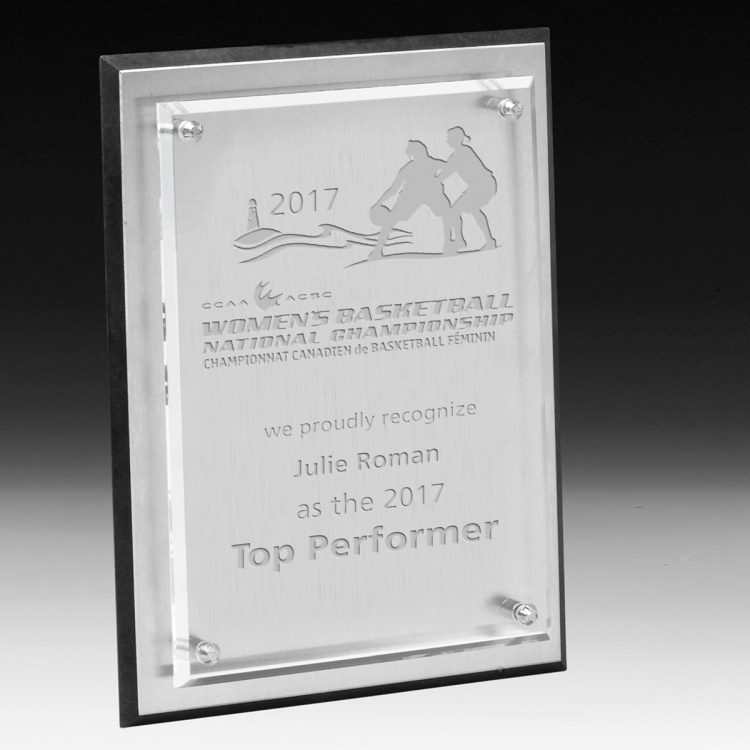 Tall Brushed Aluminum Plaque - Laser Engraved 3