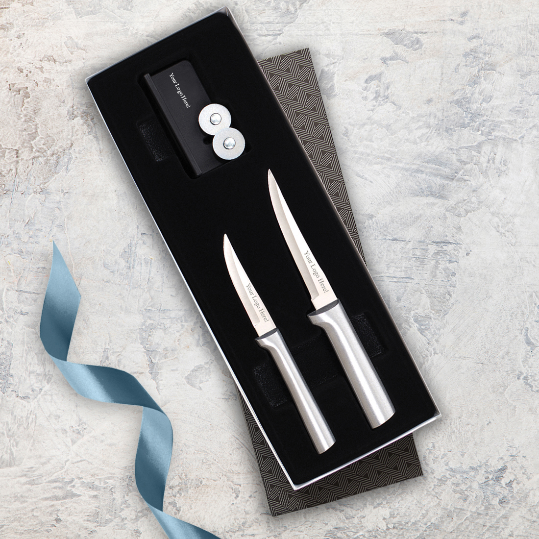 Paring Pair Plus Sharpener Gift Set w/Silver Handle 3