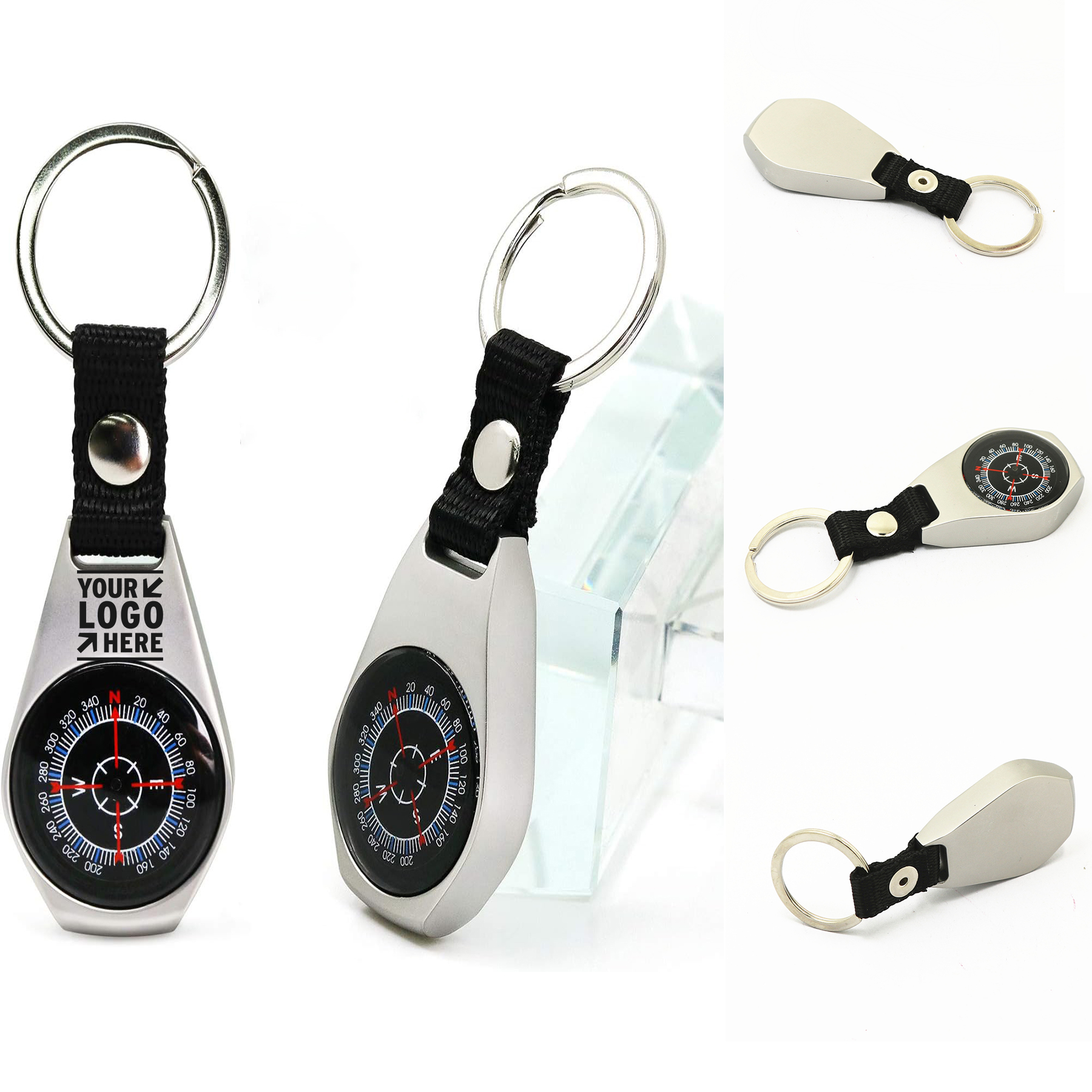 2 Pack Waterproof Key Ring Military Survival Magnetic Mini Metal Keychain Pocket Compass Equipment
