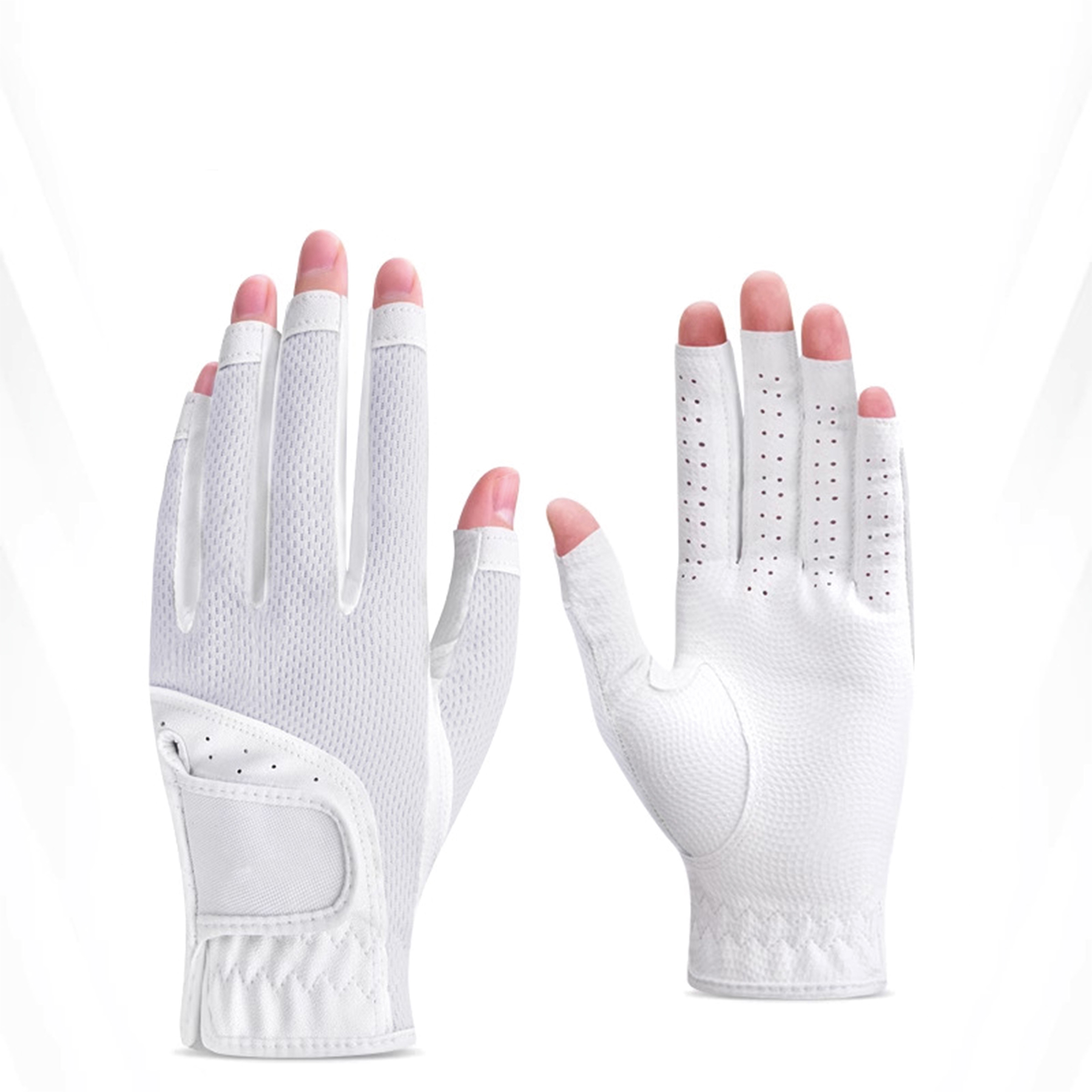 Golf Fingerless Breathable Mesh Sun Protection Gloves 3