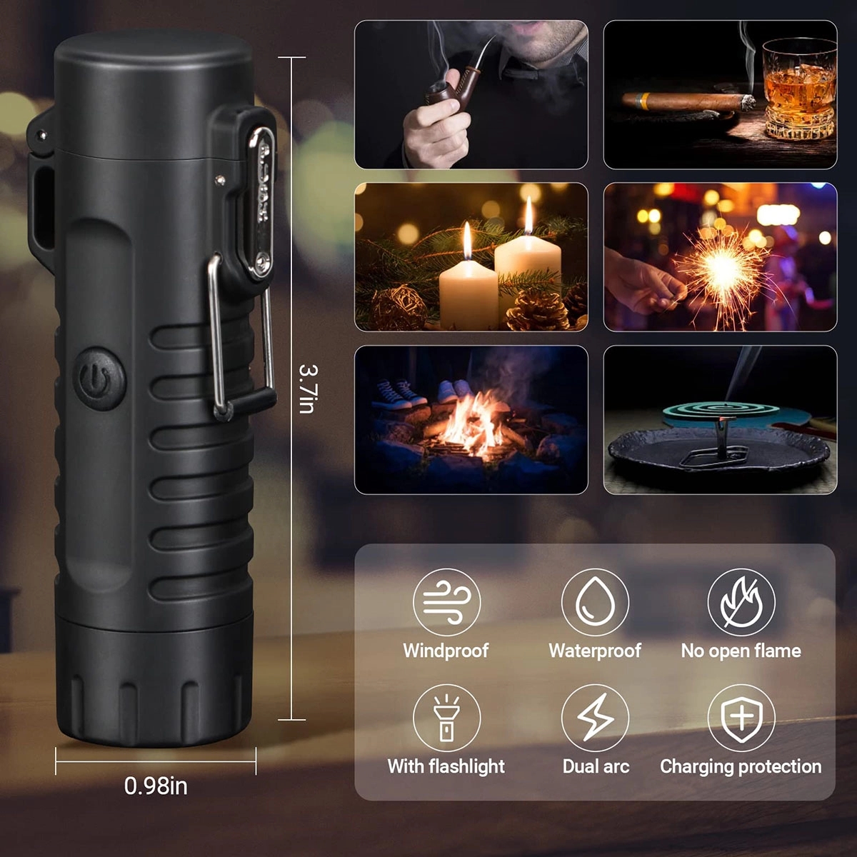 Windproof arc Lighter And LED Flashlight 7