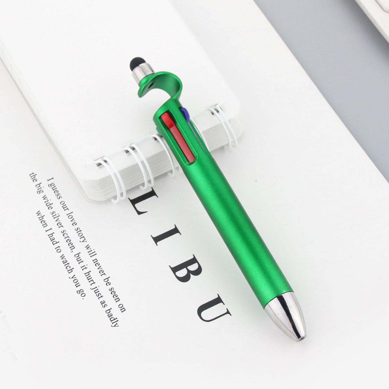 4 Color Stylus Ballpoint Pen w/ Phone Stand 4