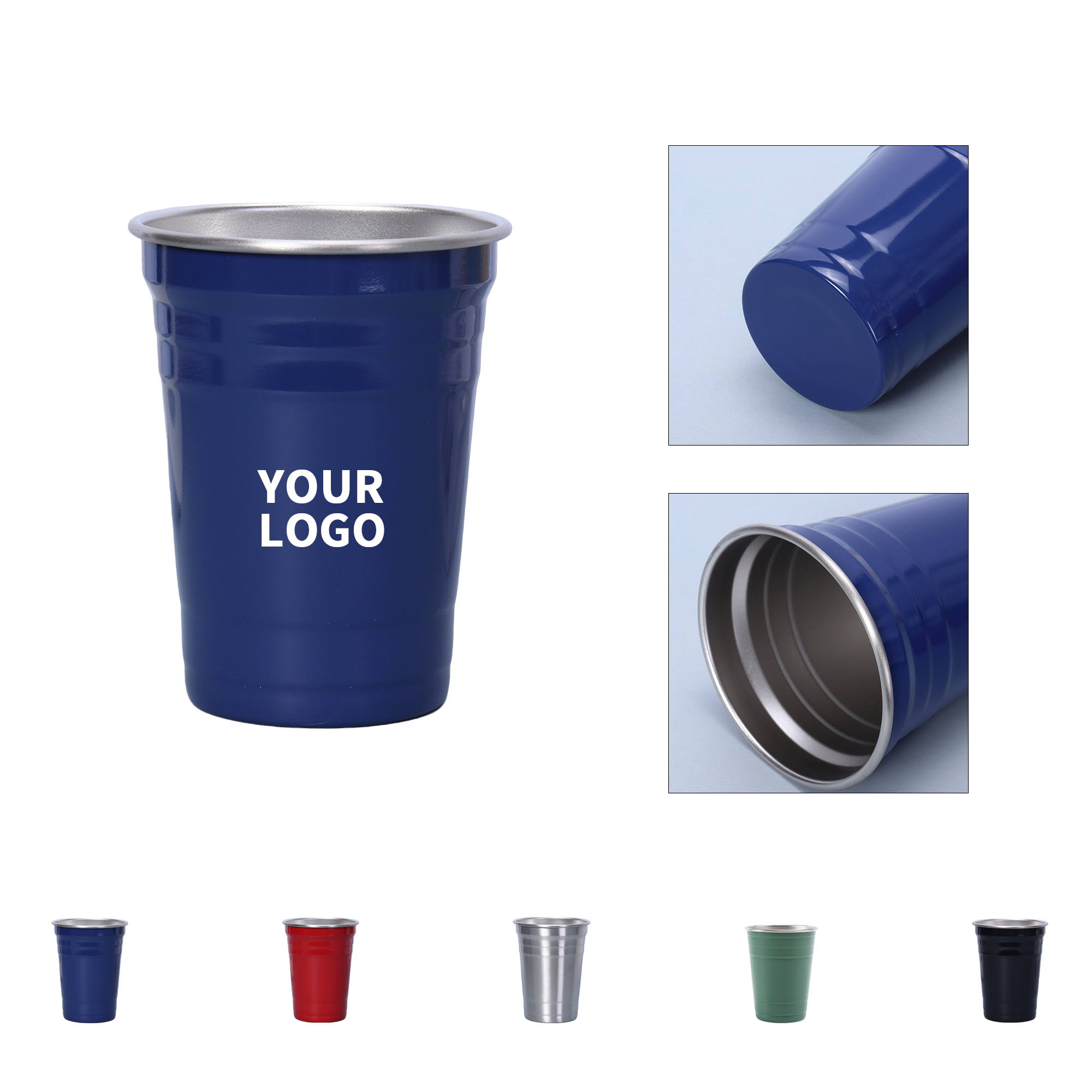 Reusable Stainless Steel Cup 16 Ounce 3.5" Diameter x 5" Height 1