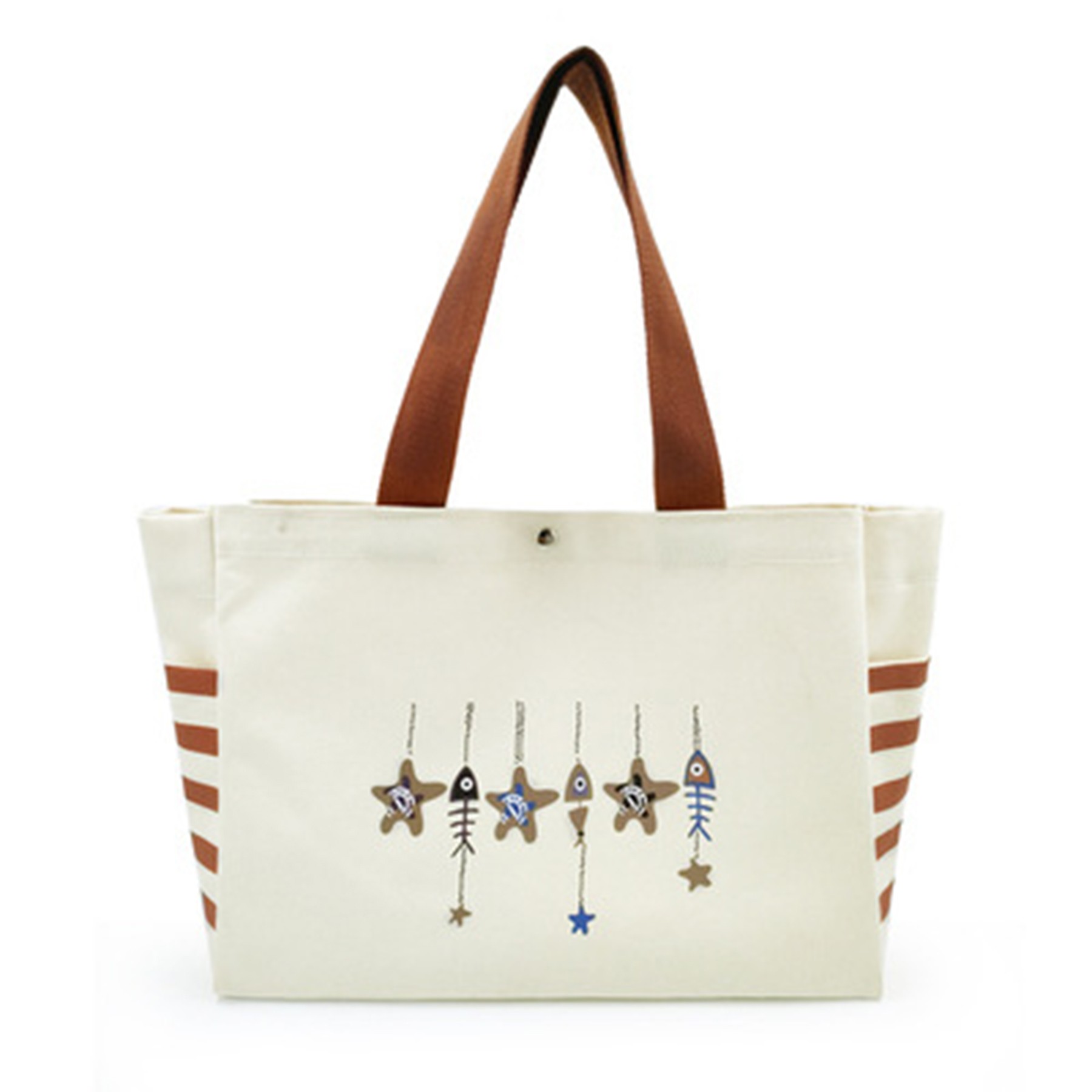 Canvas Handbag With Two Side Pockets, custom tote bag with logo imprint 7
