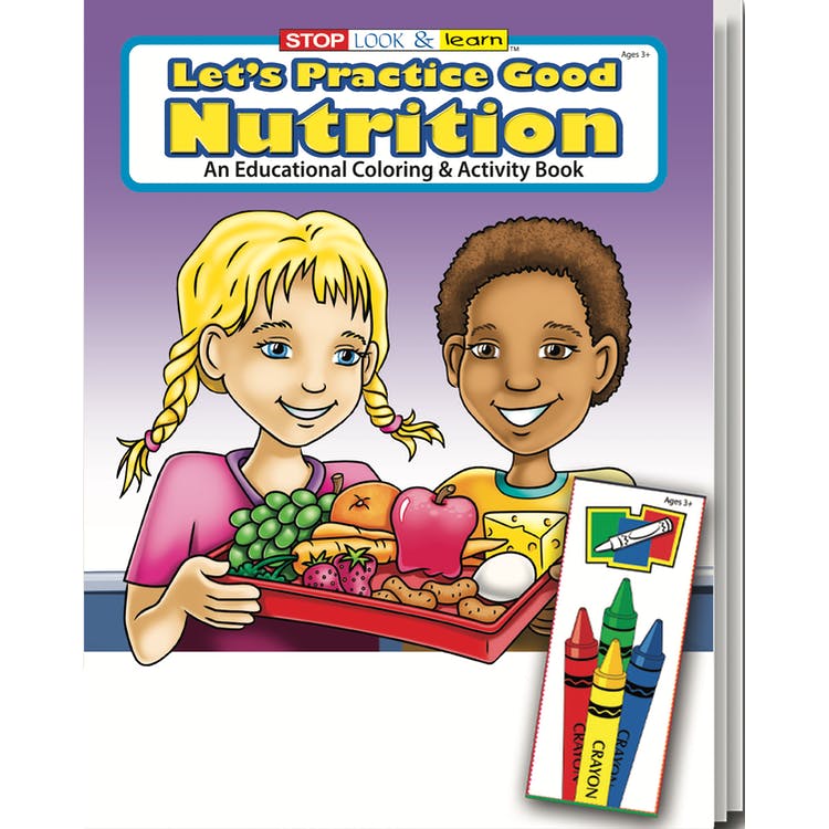 Let's Practice Good Nutrition Coloring Book Sets - 4 Pack Crayons Ages 3-11 2