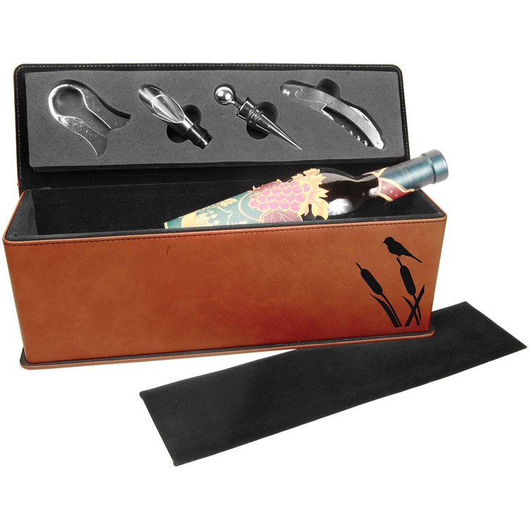 Rawhide Leatherette Single Wine Box w/ Tools 2