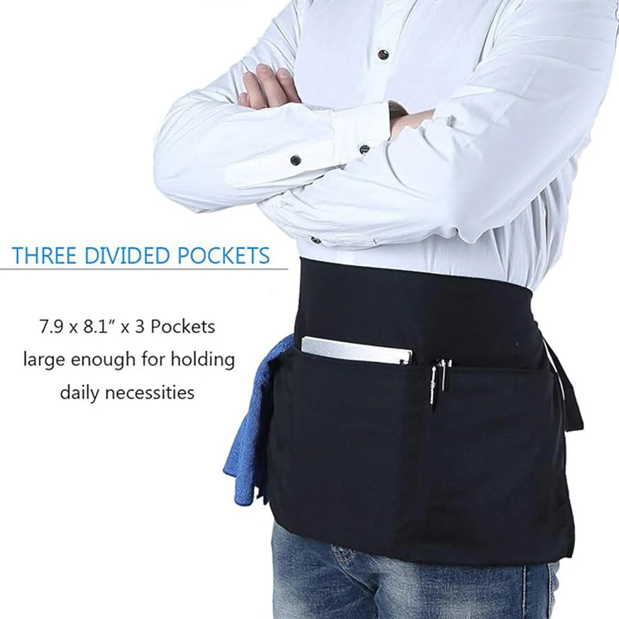 MOQ 20 Multi Pocket Waist Apron Adjustable Server Work 3