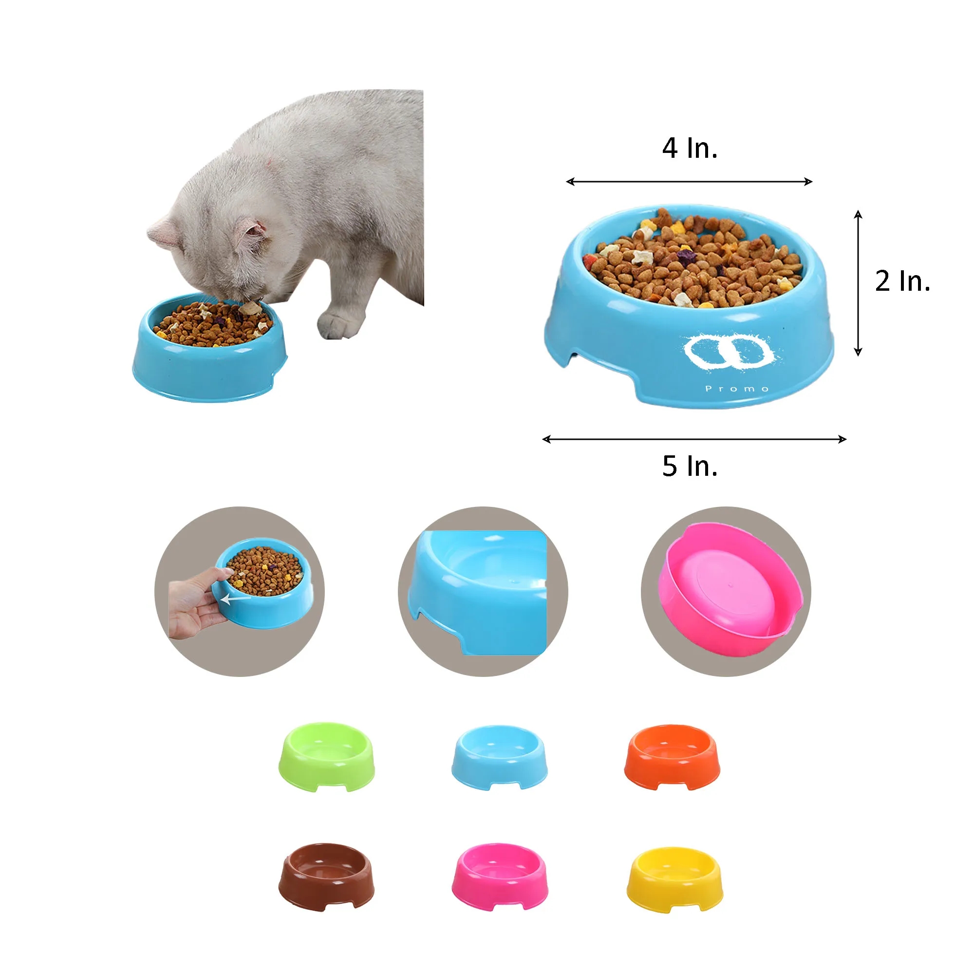 MOQ 50 Plastic Dog Bowl 5" x 4" x 2" 9