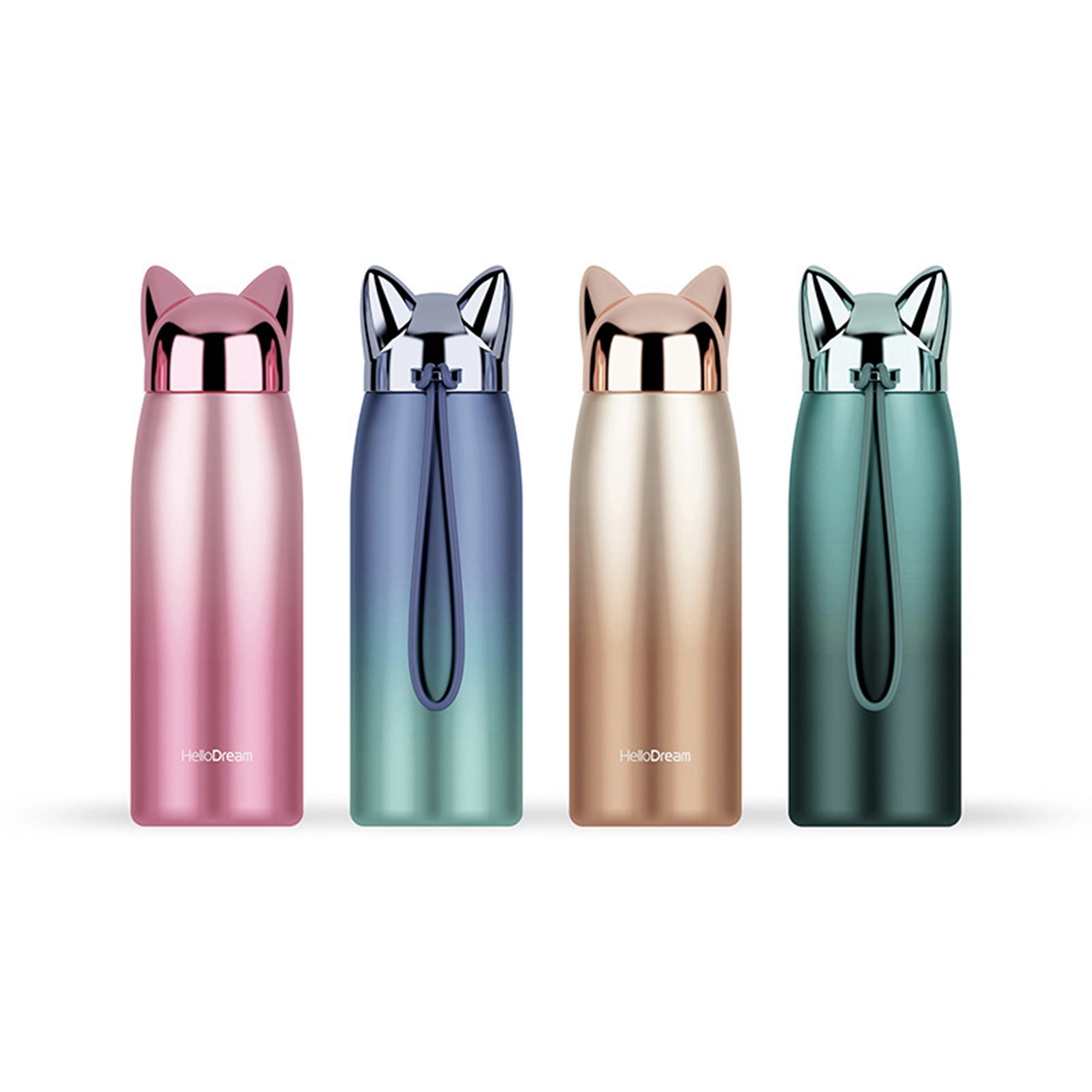 10 OZ. Stainless Steel Fox Shape Vacuum Bottle with Strap 1