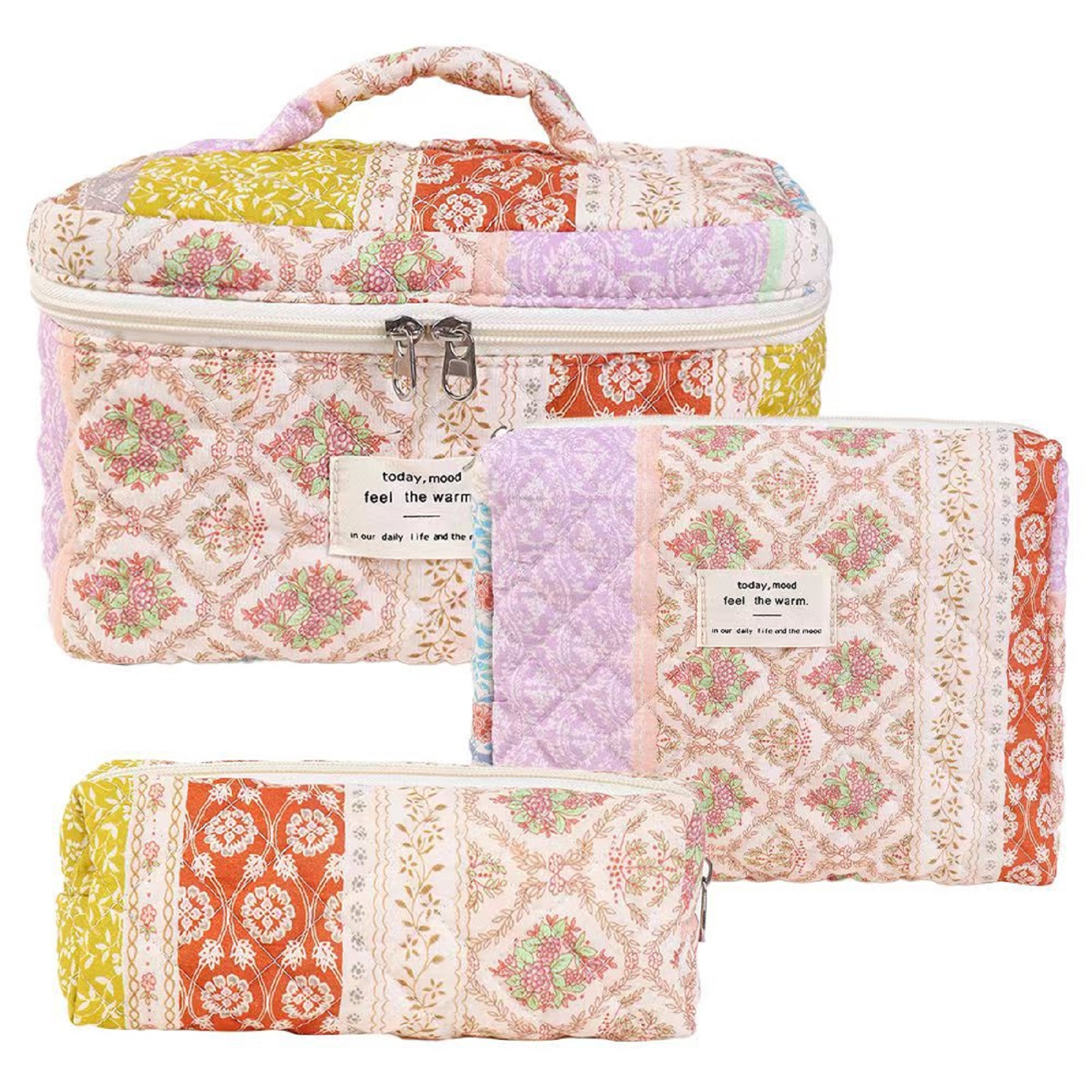 3 Pack Cotton Makeup Bag Set 10