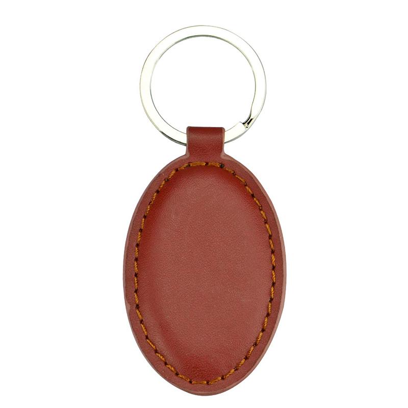 Stitched Leatherette Oval Key Tag 7