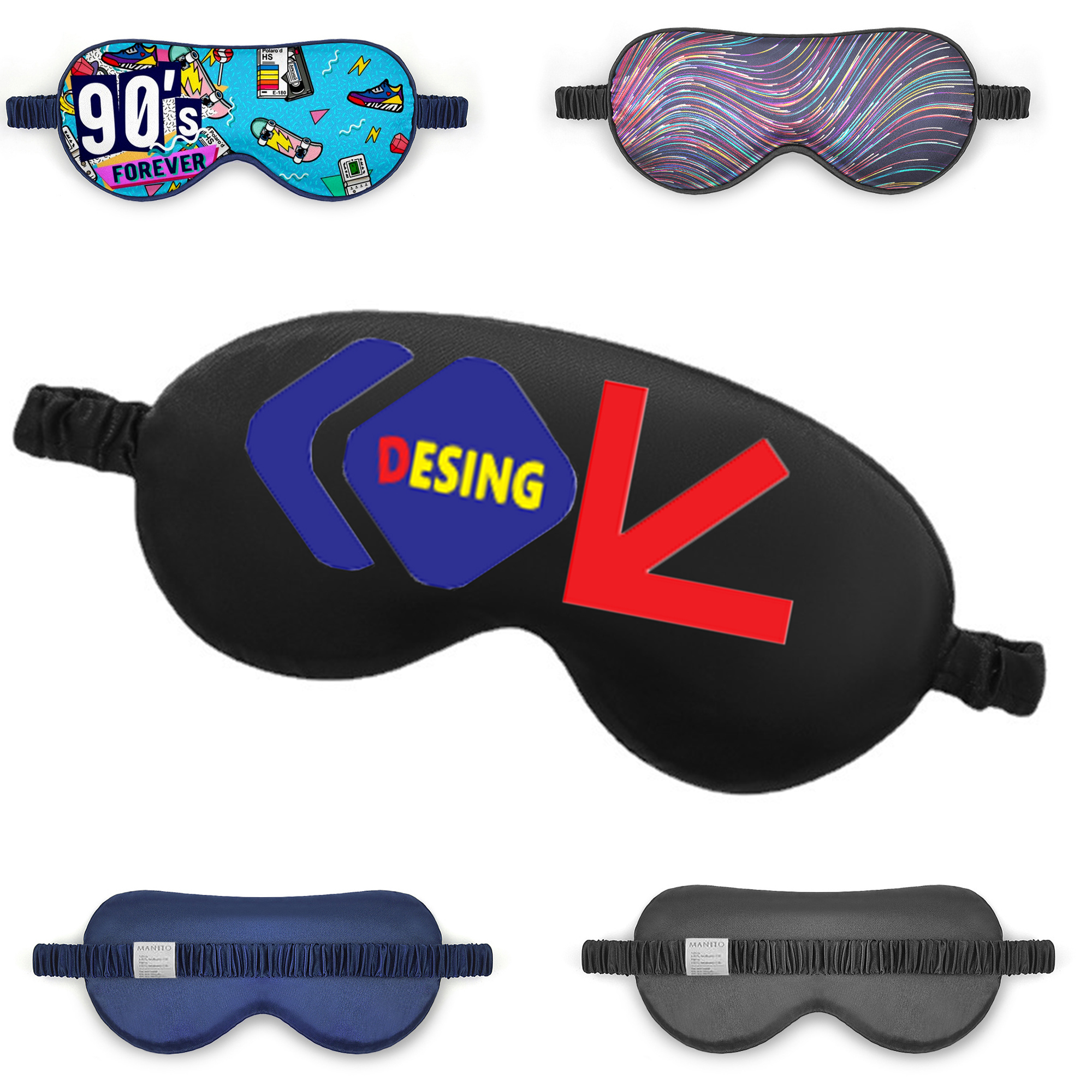 Emulationsilk Full Color Thin Fashion Eye Mask 1