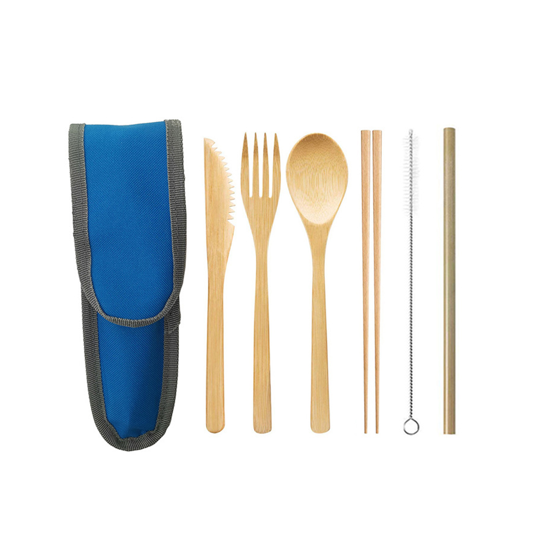 Portable 6-In-1 Bamboo Cutlery Set With Pouch 9