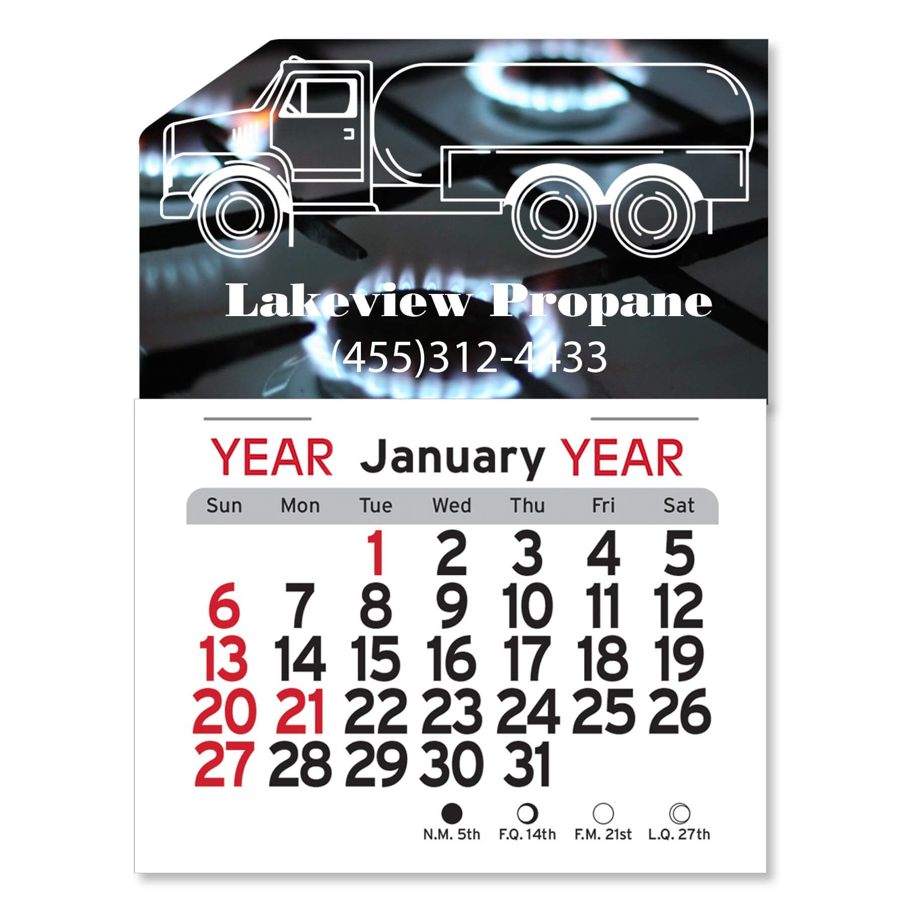 Adhesive Peel-N-Stick® Calendar - Propane Truck 2