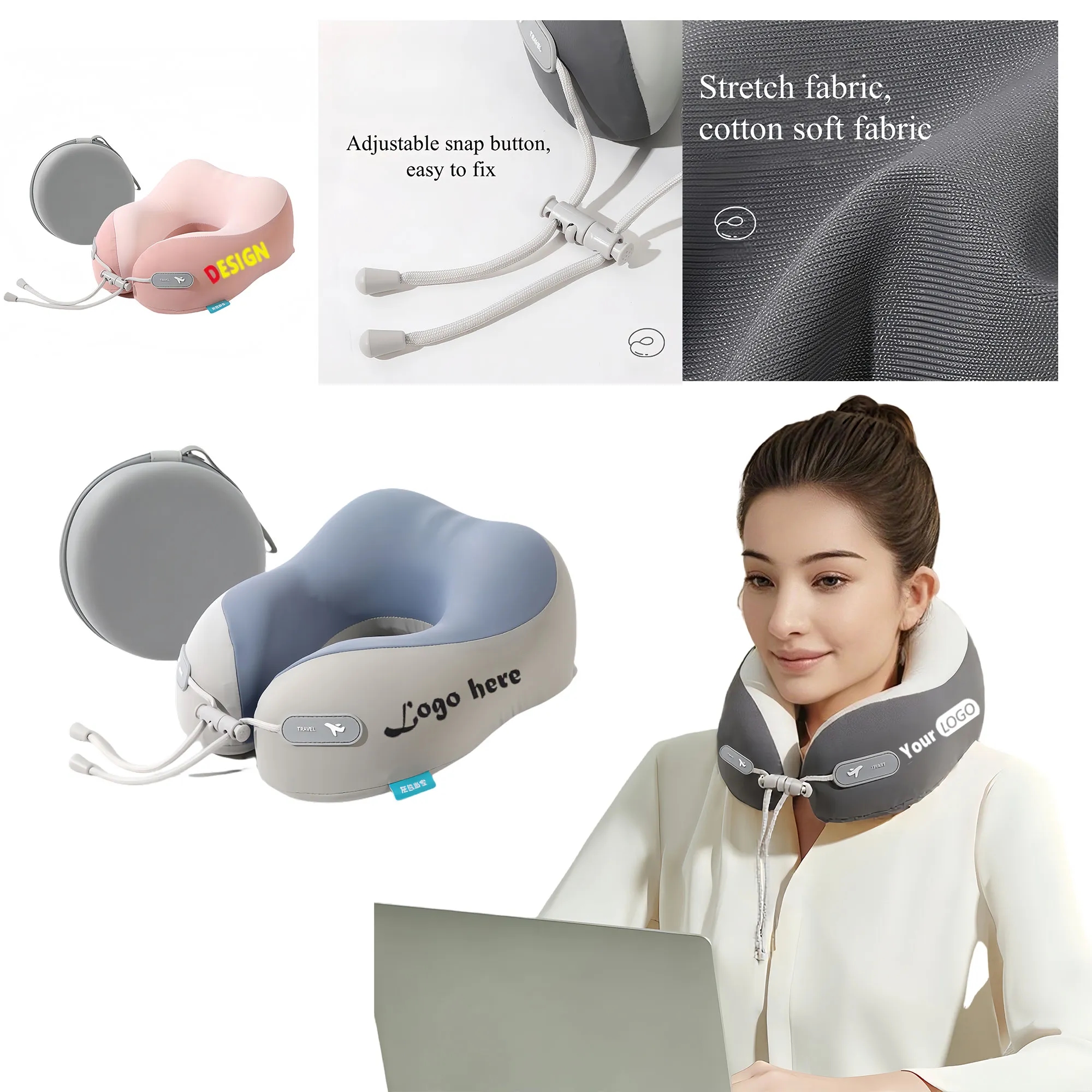 Cooling Memory Foam Neck Pillow With Portable Pouch