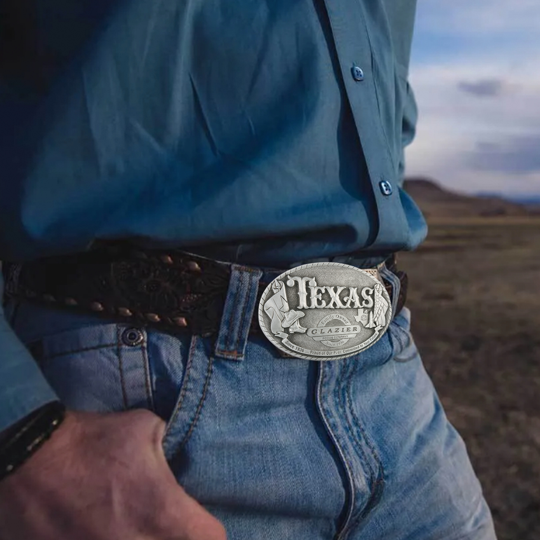 3D Pewter Belt Buckle (3 x 4 in) 4