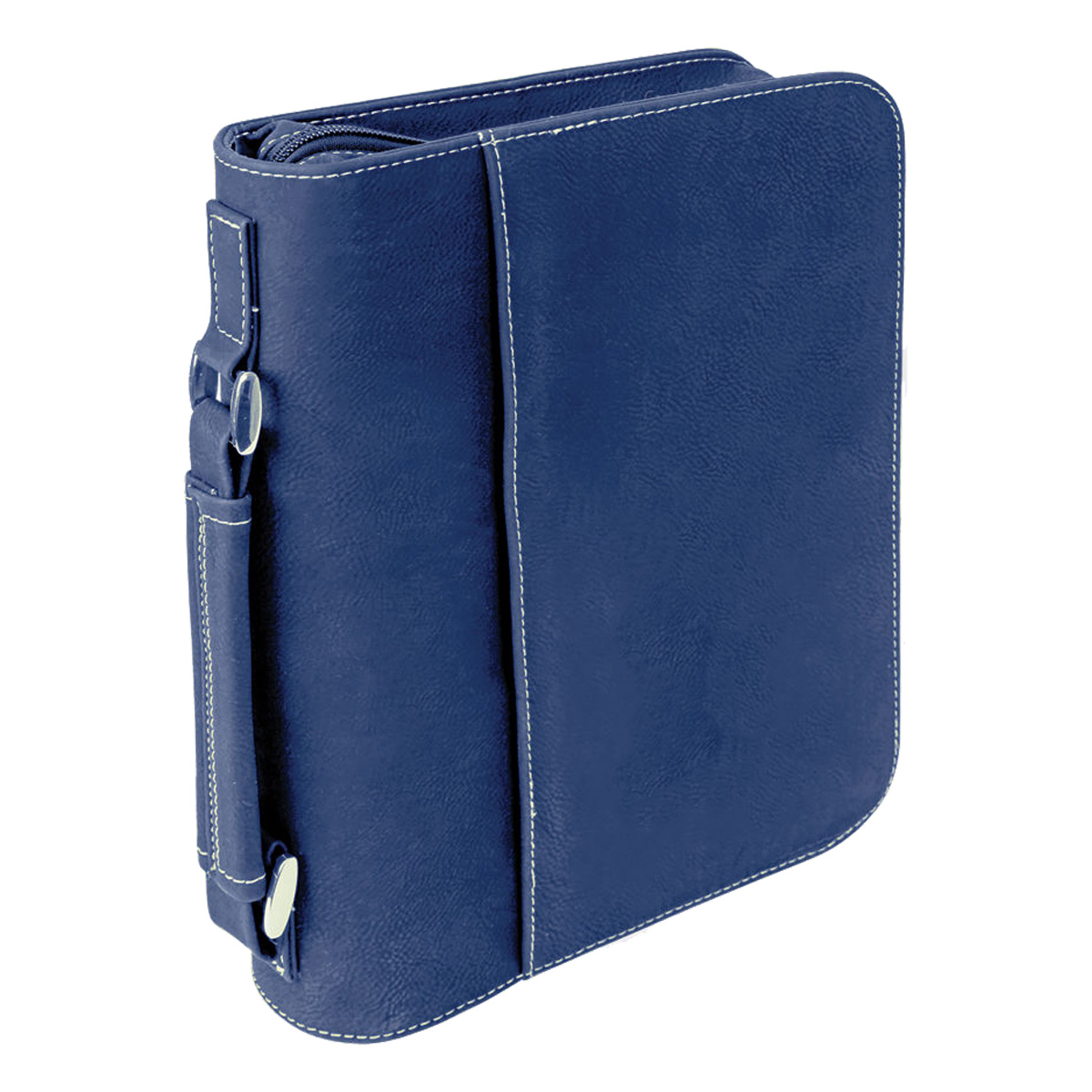 7" x 10" Blue & Silver Leatherette Book/Bible Cover with Handle & Zipper 2