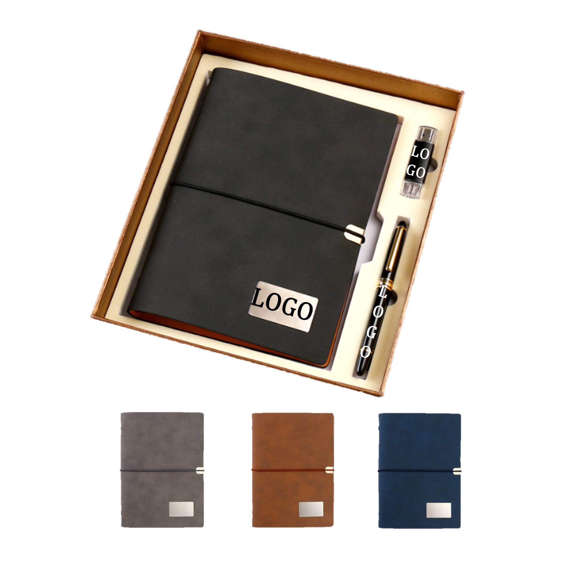 Refillable Journal With Pen And Flash Drive Gift Set 2