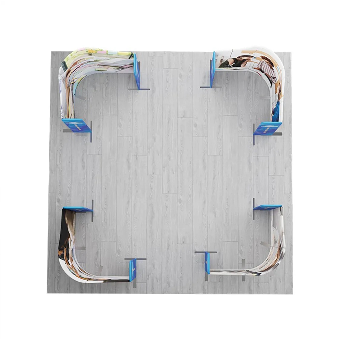 20ft Magnetic Fabric Displays - 4 Curved L-Shape Sections 9