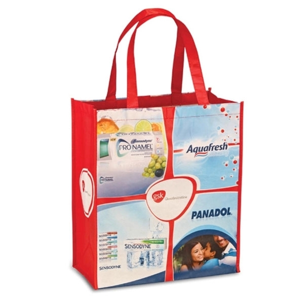 100% RPET Laminated Grocery Bag 12"W x 14"H x 8"D 6
