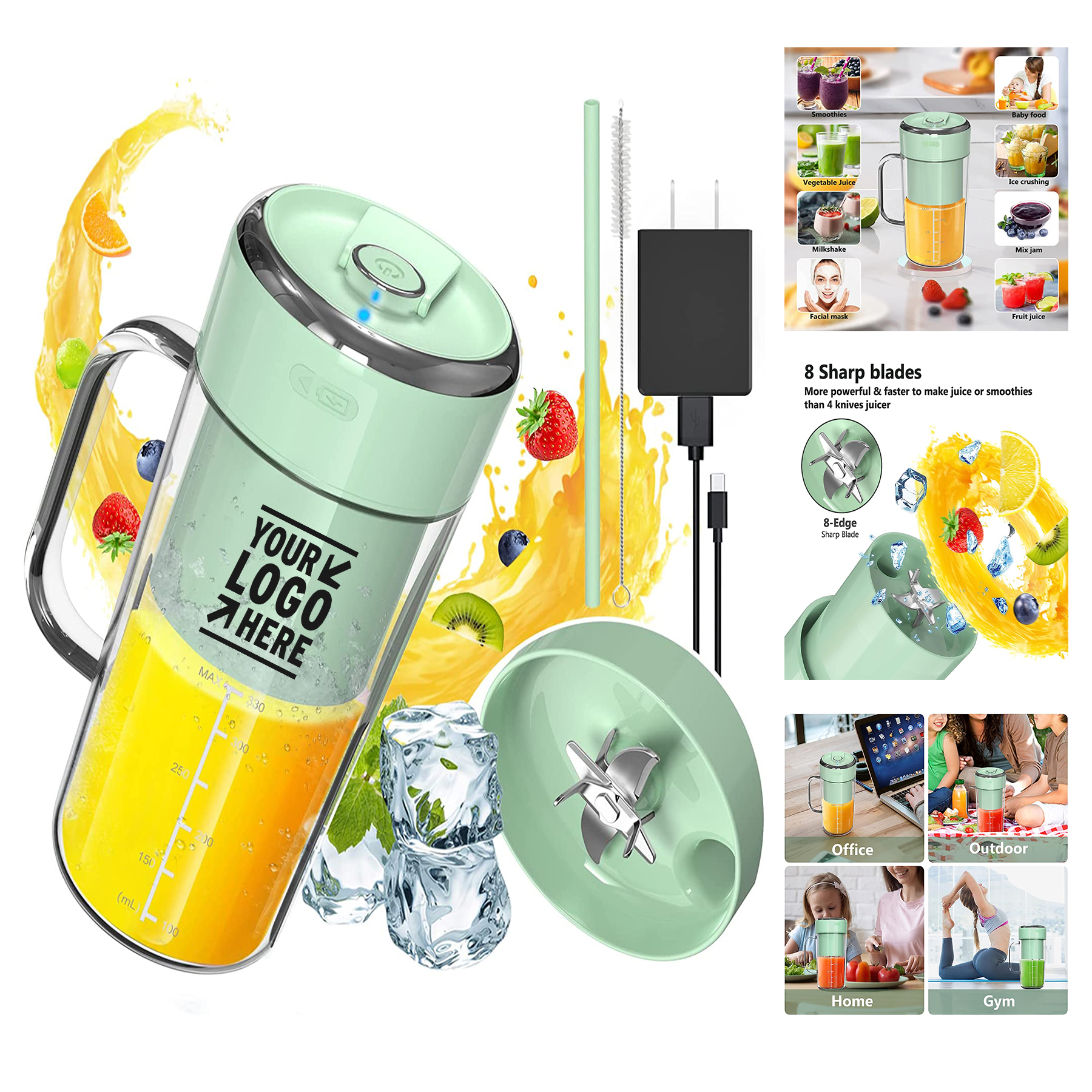 12 oz Multifunction Portable Juicer Blender with 15-Second Ice-Crushing Power