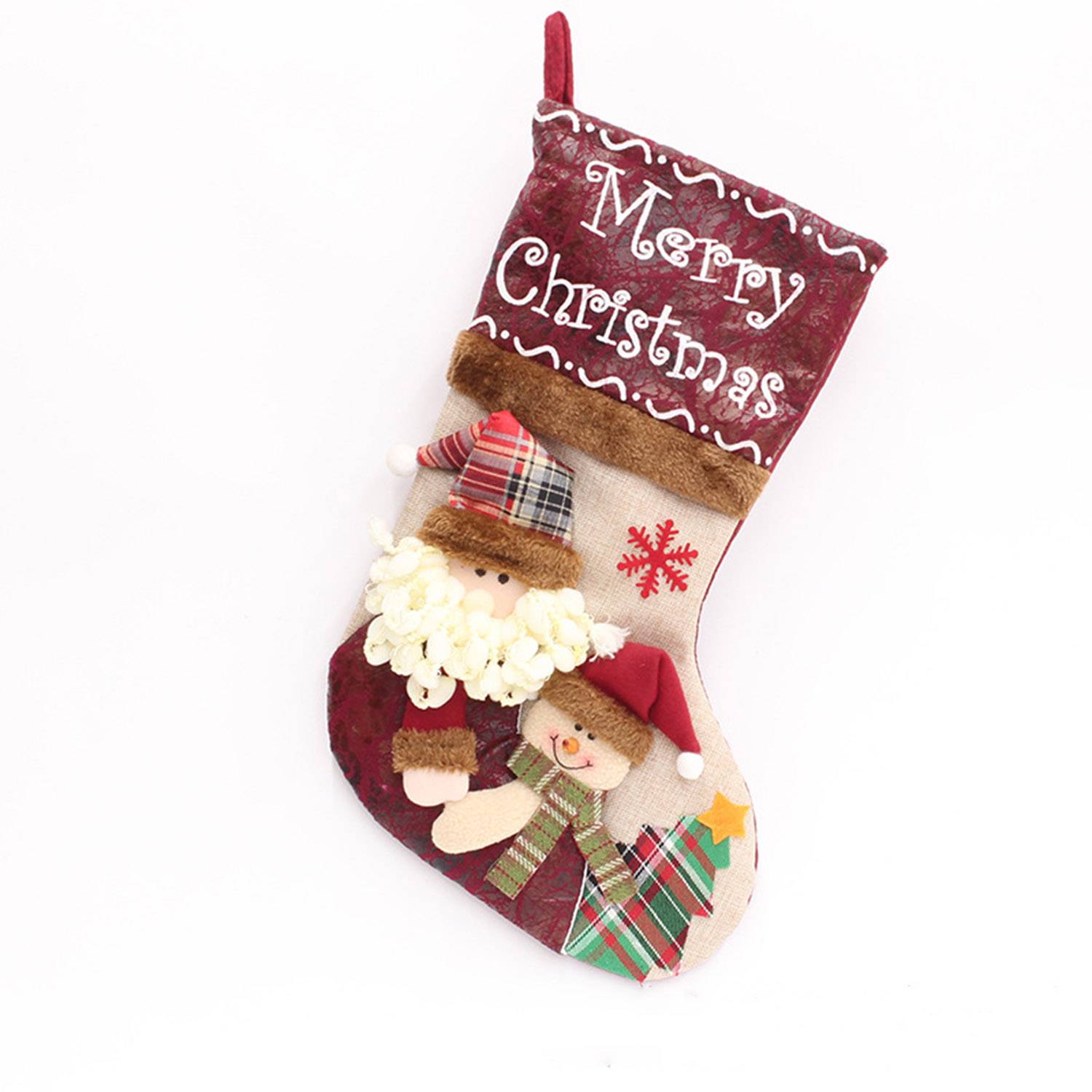 Imitation linen Christmas decorative socks 4