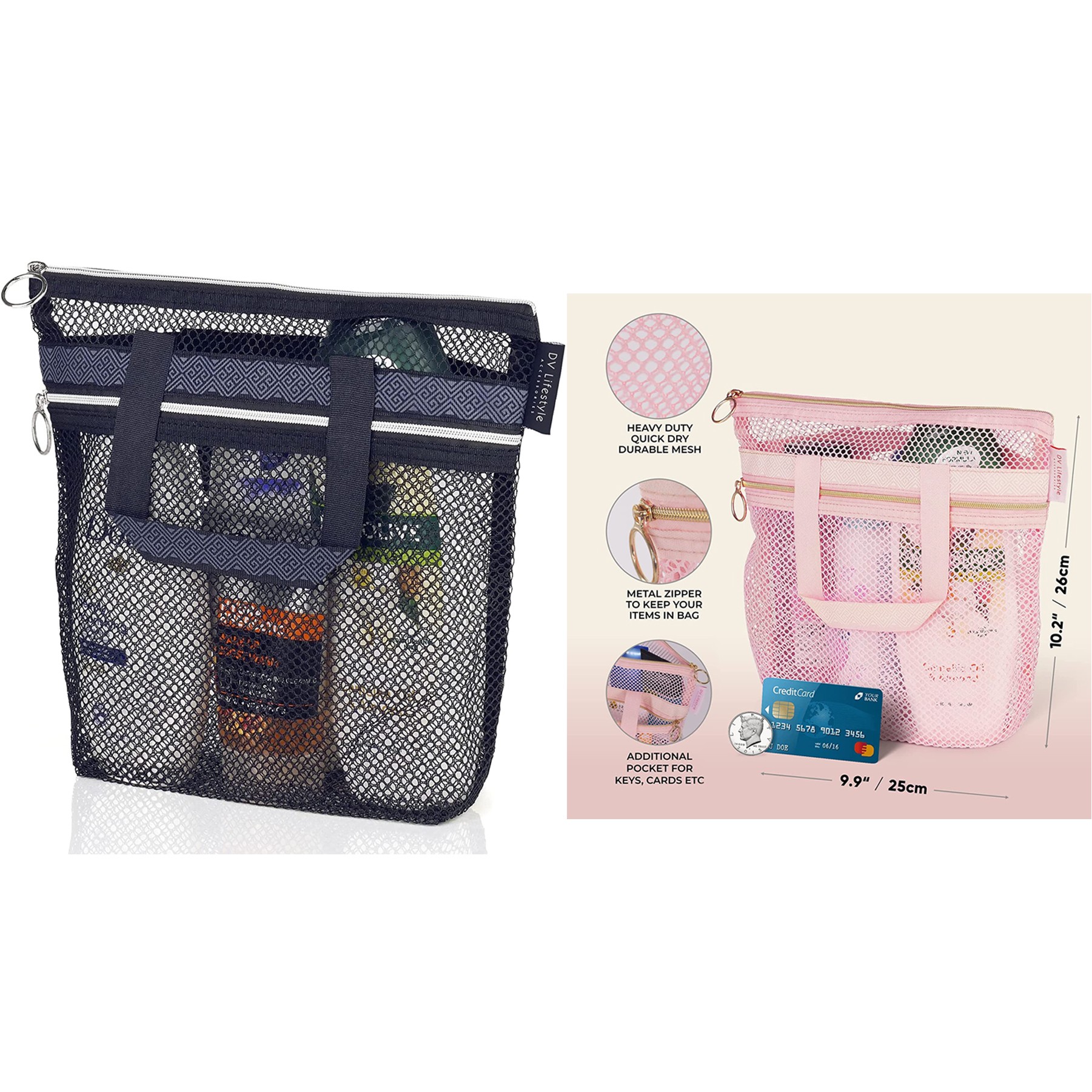 Mesh Shower Caddy 10.2 x 9.9 Inches Quick Dry Shower Bag 2