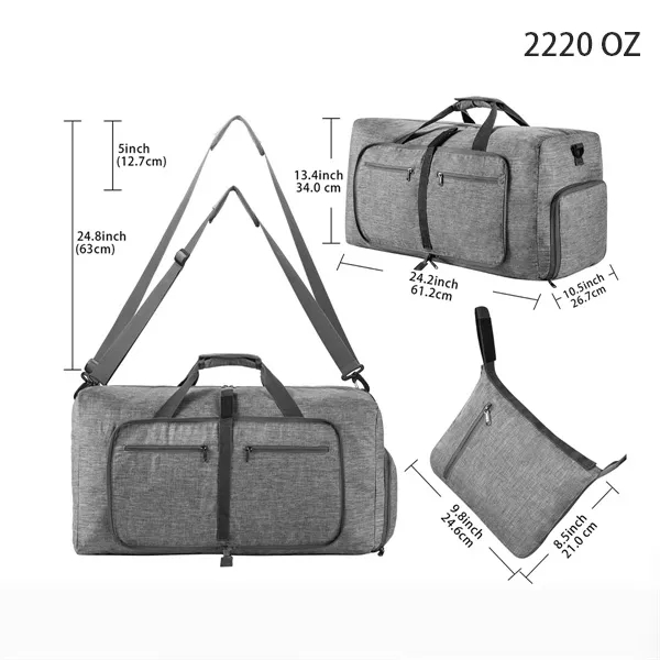 65L Foldable Travel Duffel Bag with Shoes Compartment 5