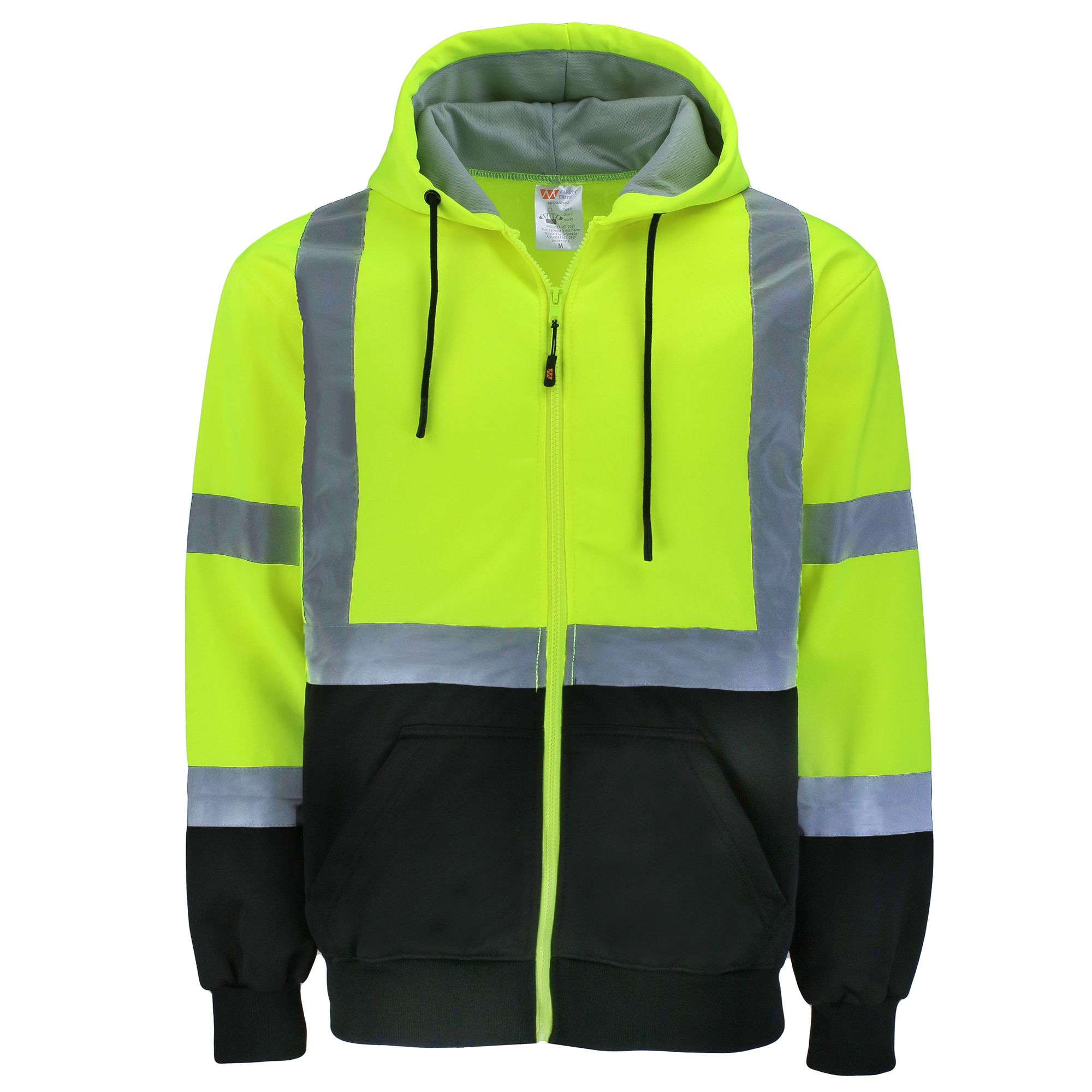 Safety Brite Class 3 Hi Vis Full Zip Sweatshirt with Black Bottom, custom hoodie or sweatshirt with logo imprint 2