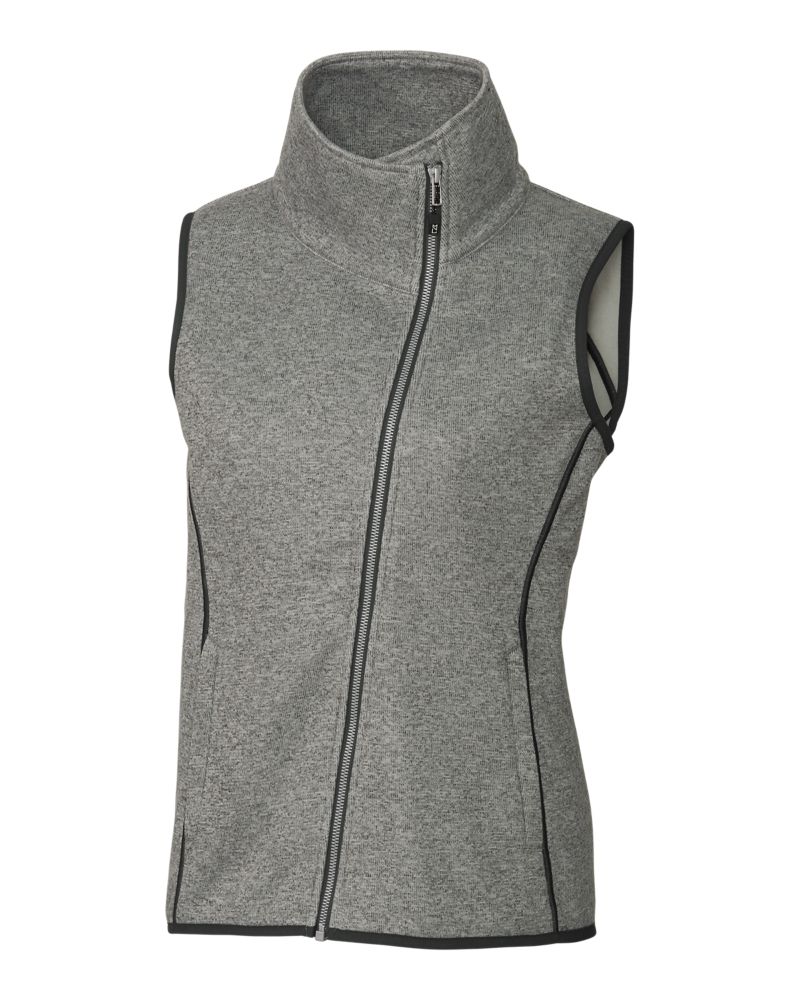 Cutter & Buck Mainsail Sweater-Knit Womens Full Zip Asymmetrical Vest 63