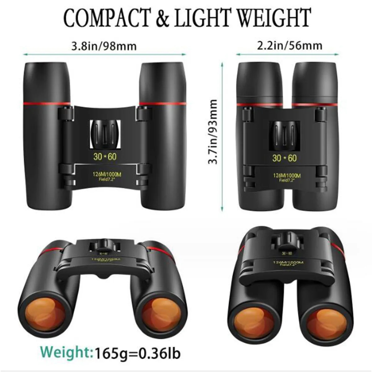 Outdoor Low-Light Night Vision Red Film 30x60 Binoculars 4