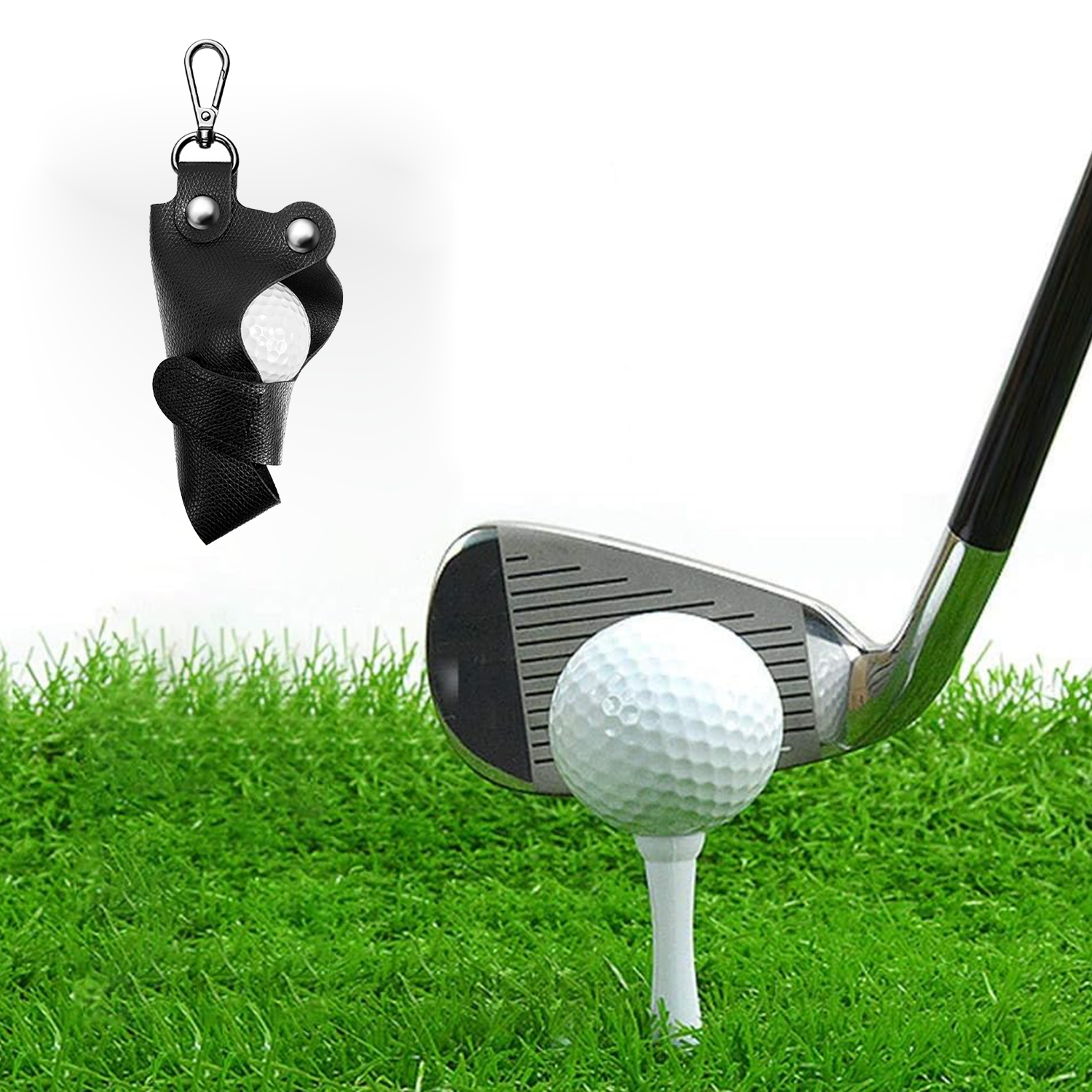 Portable Leather Golf Ball Carrier With Carabiner 3