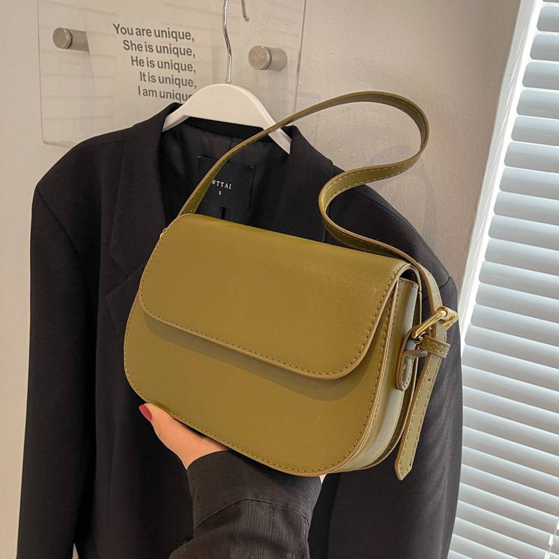 Women's PU Leather Minimalist Saddle Tote Bag 4