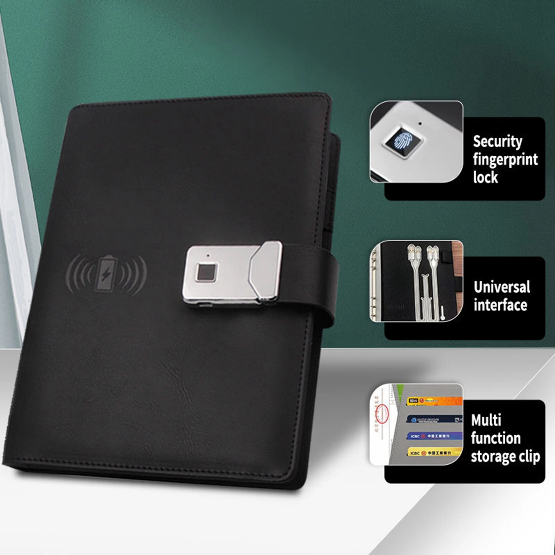 Fingerprint Lock A5 Notebook with 12000 mAh Power Bank 2