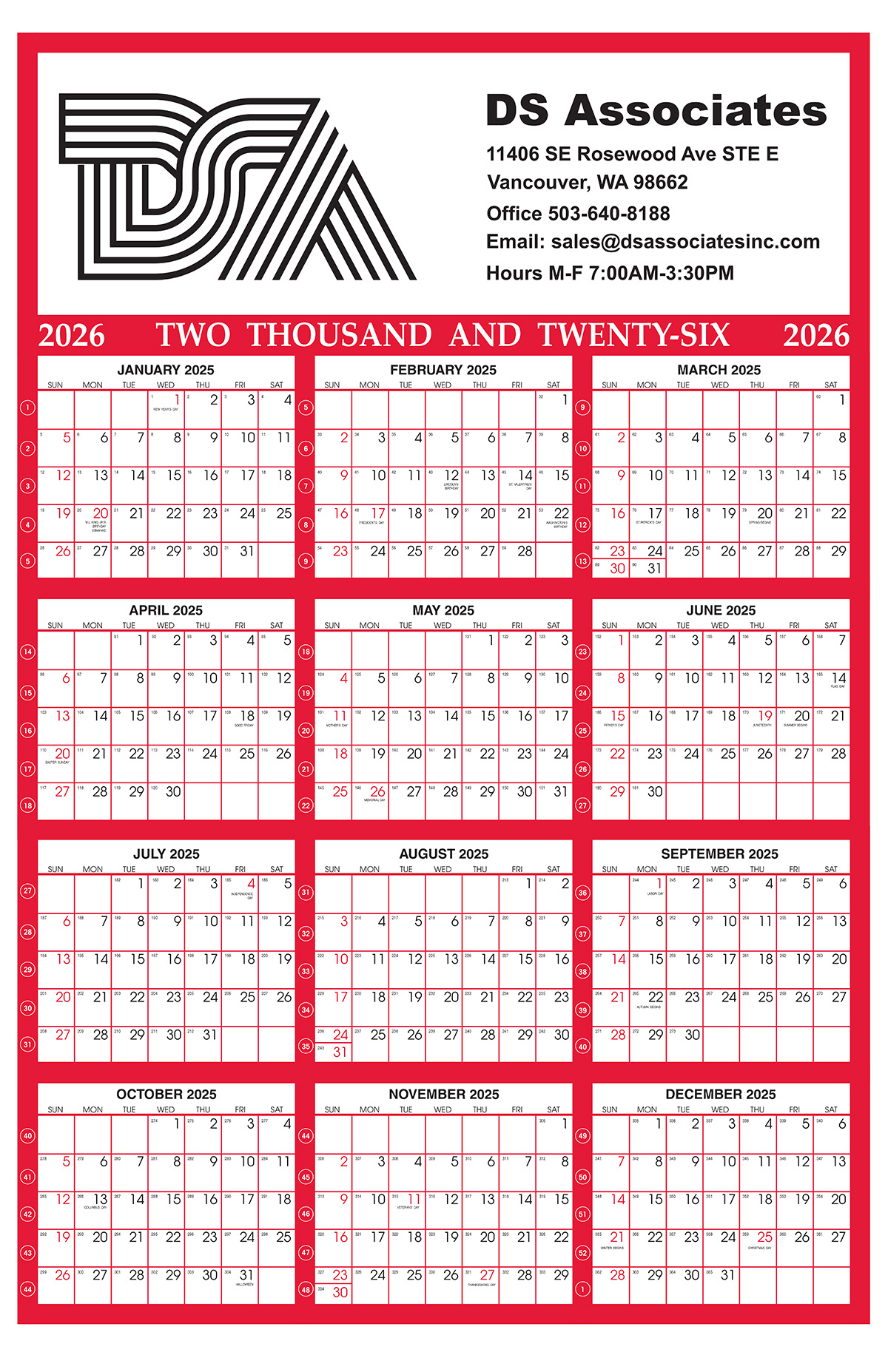 Year View Wall Calendar