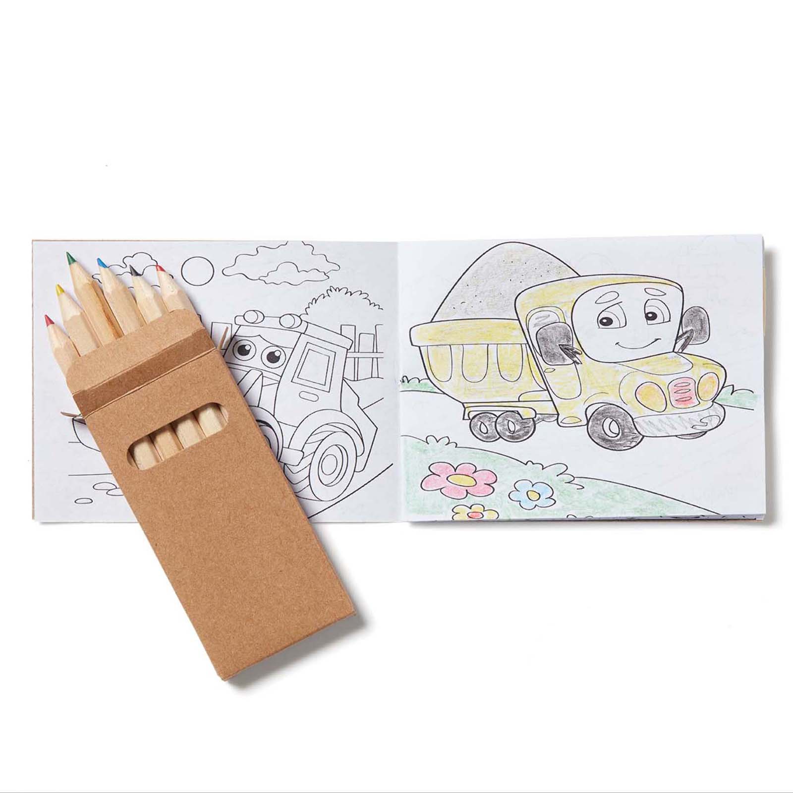 Transportation Kids Coloring Book & 6-Color Pencil Set To-Go 1