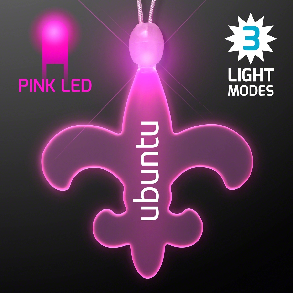Light Up Fleur de Lis Acrylic Necklace with LEDs 6