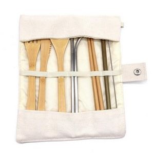 Bamboo Cutlery Set With Cloth Bag 2