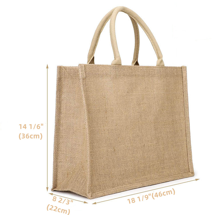 Large Natural Jute Tote Bag, custom tote bag with logo imprint 2