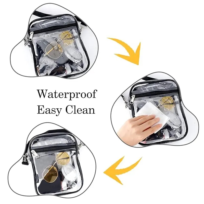 Clear Crossbody Bag with Zipper Closure and Adjustable Strap 4