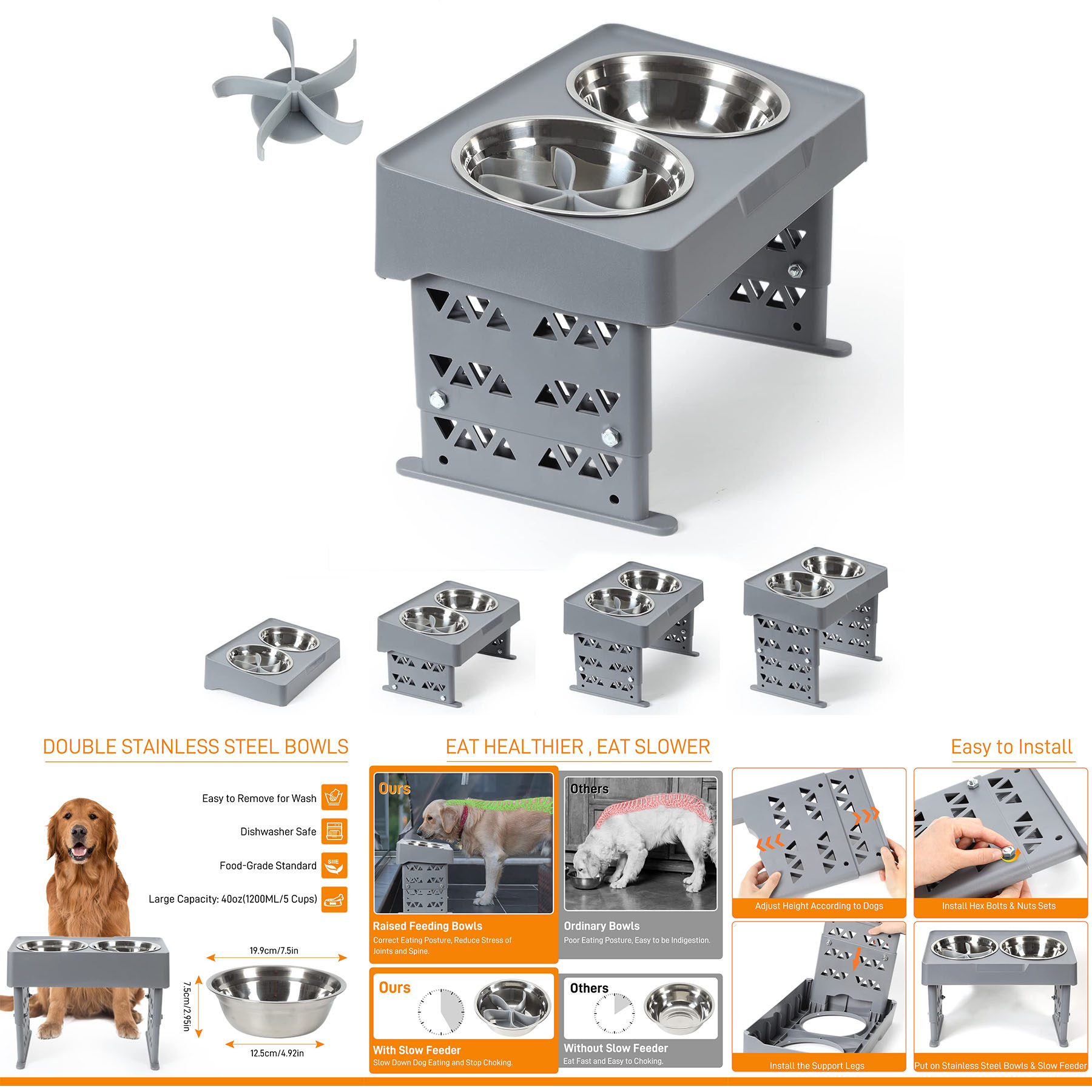 Elevated Slow Feeder Dog Bowls 2