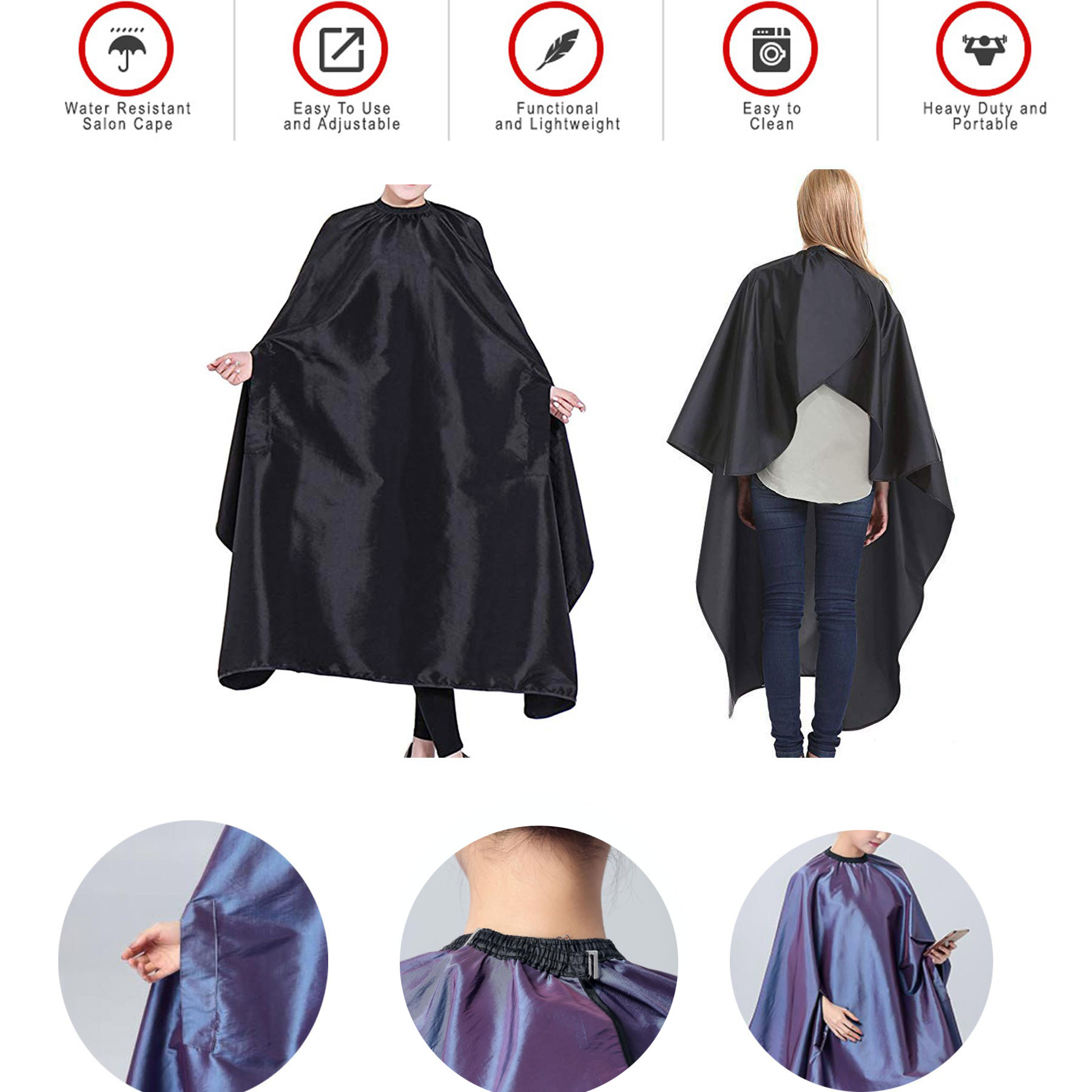 Hair Salon Nylon Cape with Snap Closure 1