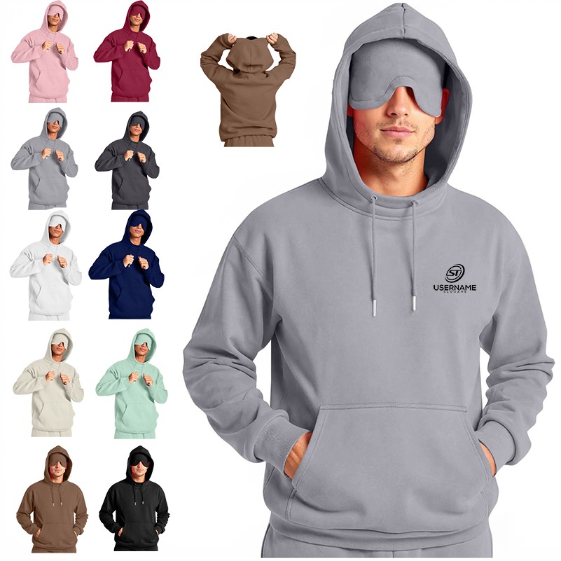 Polyester Unisex Hoodies With Eye Mask, custom hoodie or sweatshirt with logo imprint 2